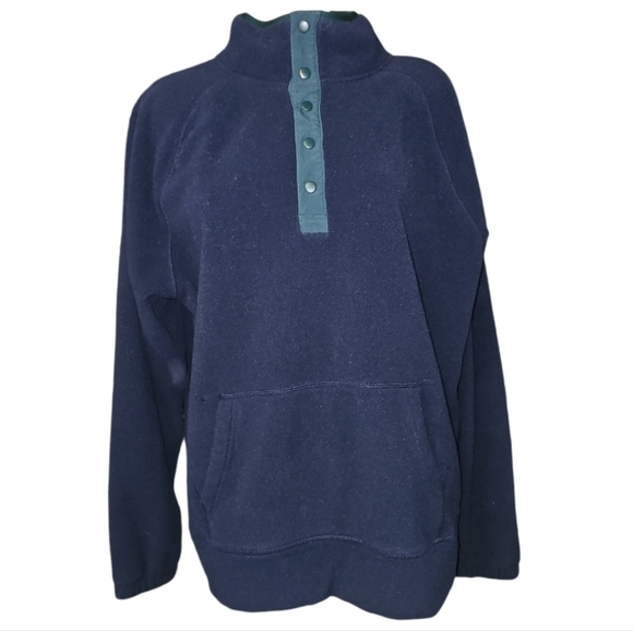 America Eagle Fleece Sweater Vintage 90s Pull Over Jacket 1/4 Snap Blue Men's - Picture 1 of 6